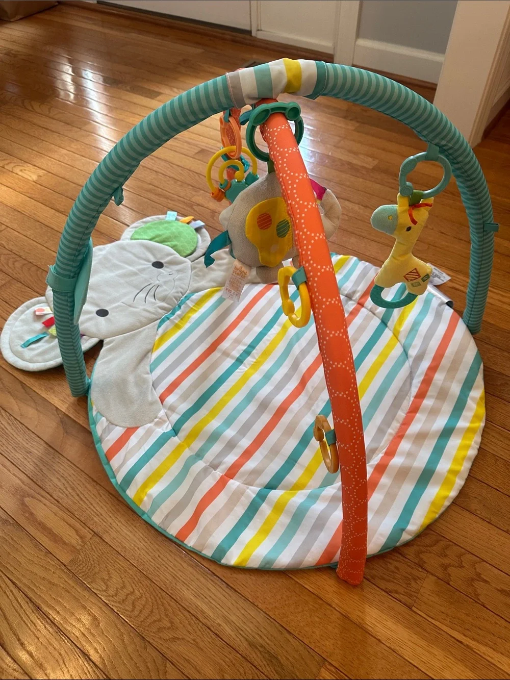 Bright Stars Baby Activity Gym - Elephant Baby Play Mat with Orange & Teal
